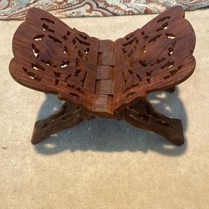 NWOT & Vintage Hand-Carved Wooden Ornate Book Stand
